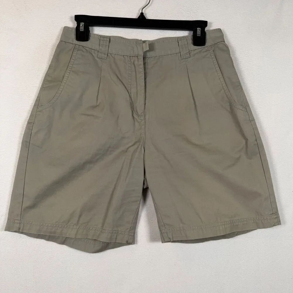 Woolrich Meadow Shorts Women’s Size 4 Khaki Beige 100% Cotton Casual Flat Front